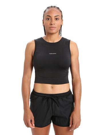 Icebreaker ZoneKnit™ Merino Cropped Bra-Tank Naisten T Paidat Mustat | FI 1574WNBY